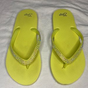 Gap yellow Flip Flops with rhinestones